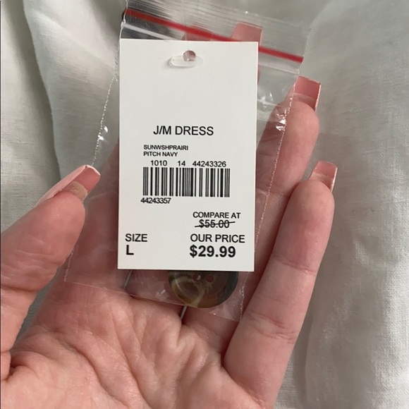 White and Navy Button-Up Romper - Picture 6 of 6